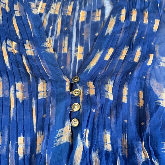 Paradigma women’s sheer 3/4 sleeve blue top. Size XS. 2 layer. Flowy. Workwear - Picture 3 of 6